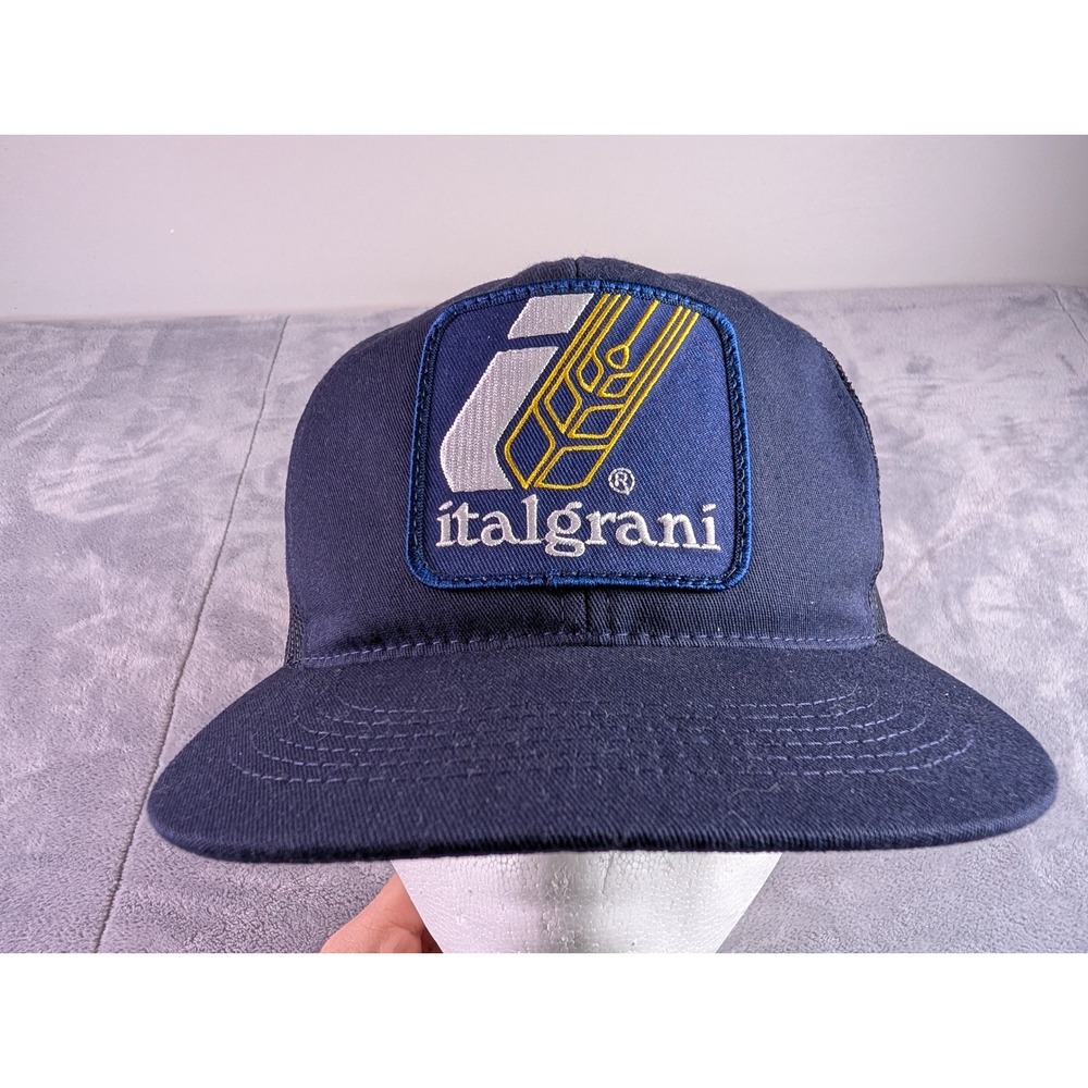 Vintage Italgrani K-Products Navy Blue Mesh Snapback Trucker Hat Made in USA